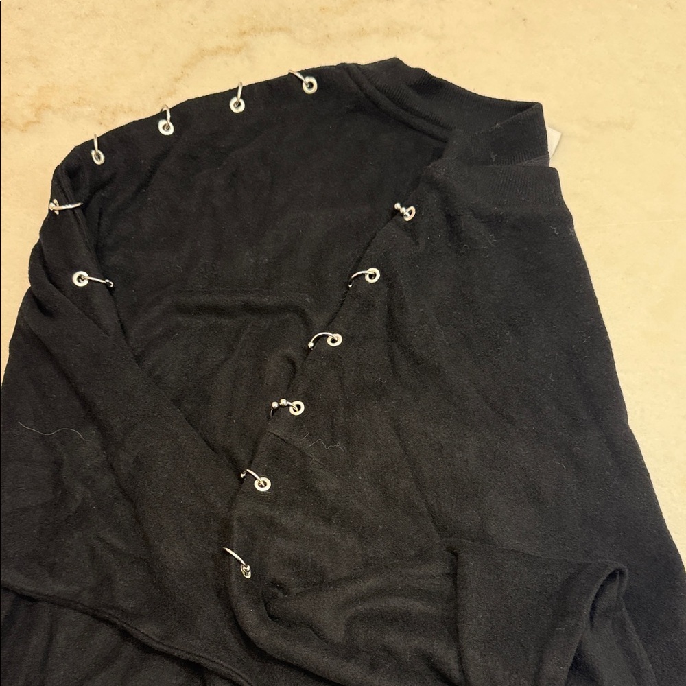 NWOT The Kooples Black Women's Sweater with OPEN LINK SLEEVE Detail - Picture 7 of 7